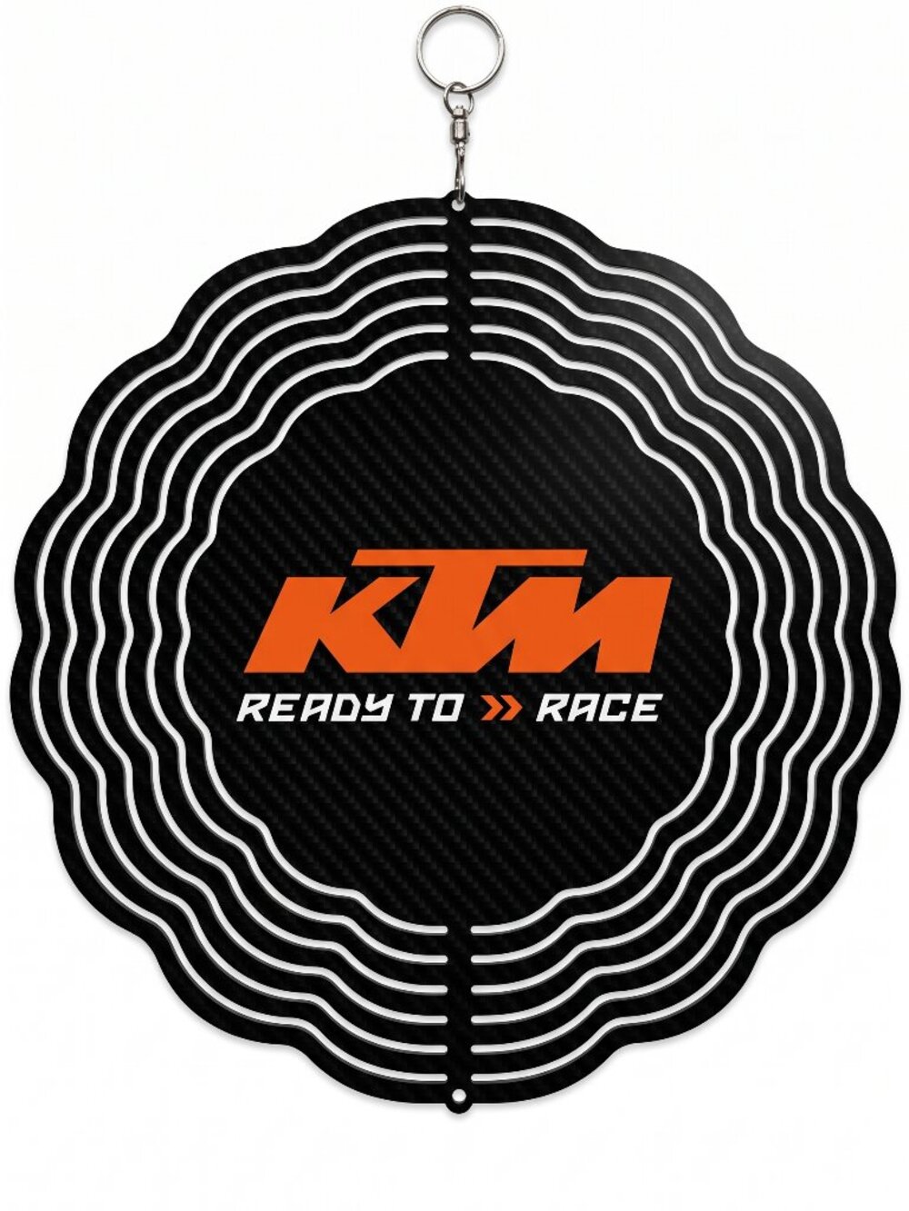 10" KTM Ready To Race Kinetic Wind Spinner - Black Carbon Metal Yard Decor